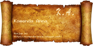 Komenda Anna névjegykártya